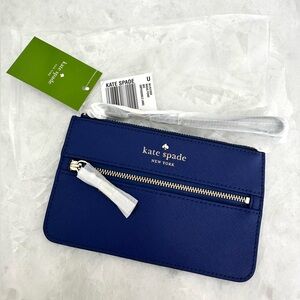 New! Kate Spade leather Wristlet Mikas Pond Bee Emperor Blue